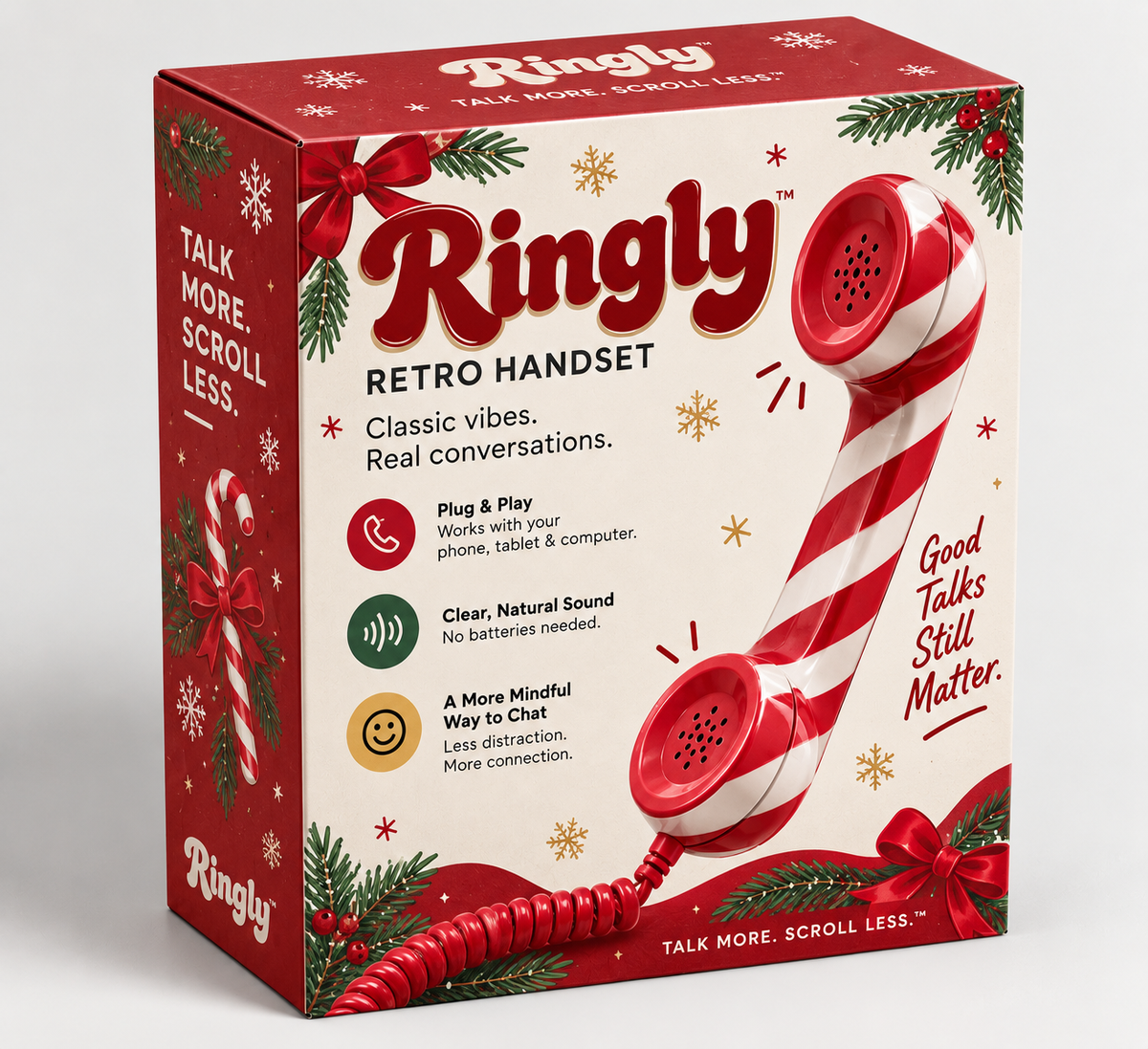 Ringly™ Retro Handset — Candy Cane Edition