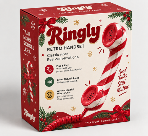 Ringly™ Retro Handset — Candy Cane Edition